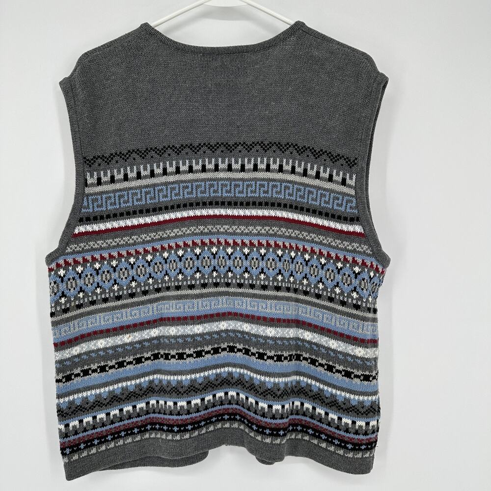 Field Gear Sweater Vest Men XL Zip Front Geometric Pattern Knit Pullover Preppy - Picture 9 of 10